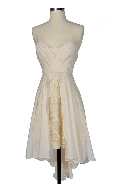 Midsummer Nights Dream Chiffon and Lace Designer Dress in Cream by Minuet